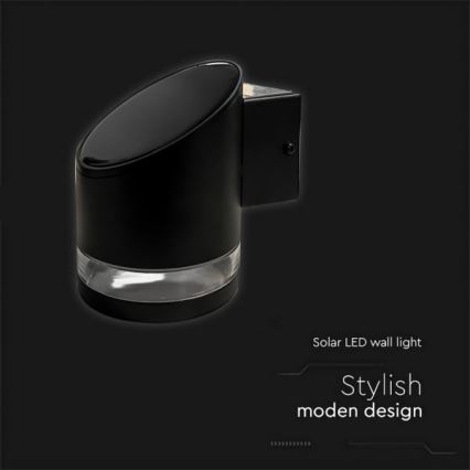 LED Utomhus solcell vägglampa LED/1W/3,7V 3000K IP54 svart
