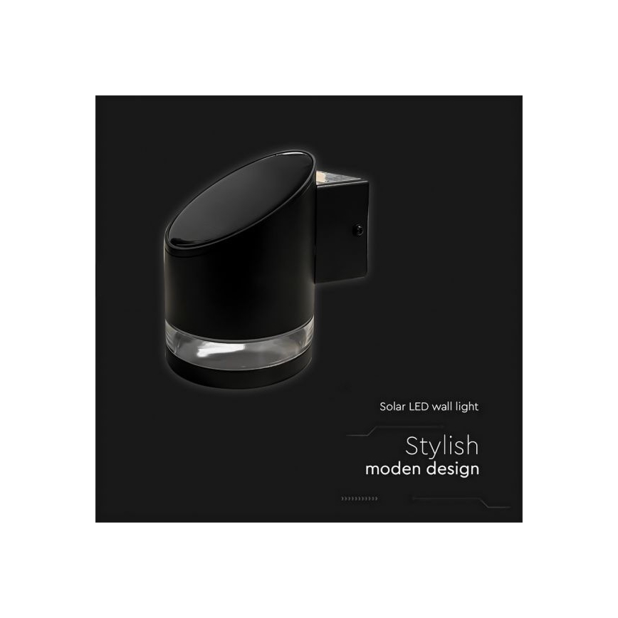 LED Utomhus solcell vägglampa LED/1W/3,7V 3000K IP54 svart