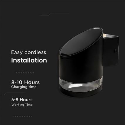 LED Utomhus solcell vägglampa LED/1W/3,7V 3000K IP54 svart