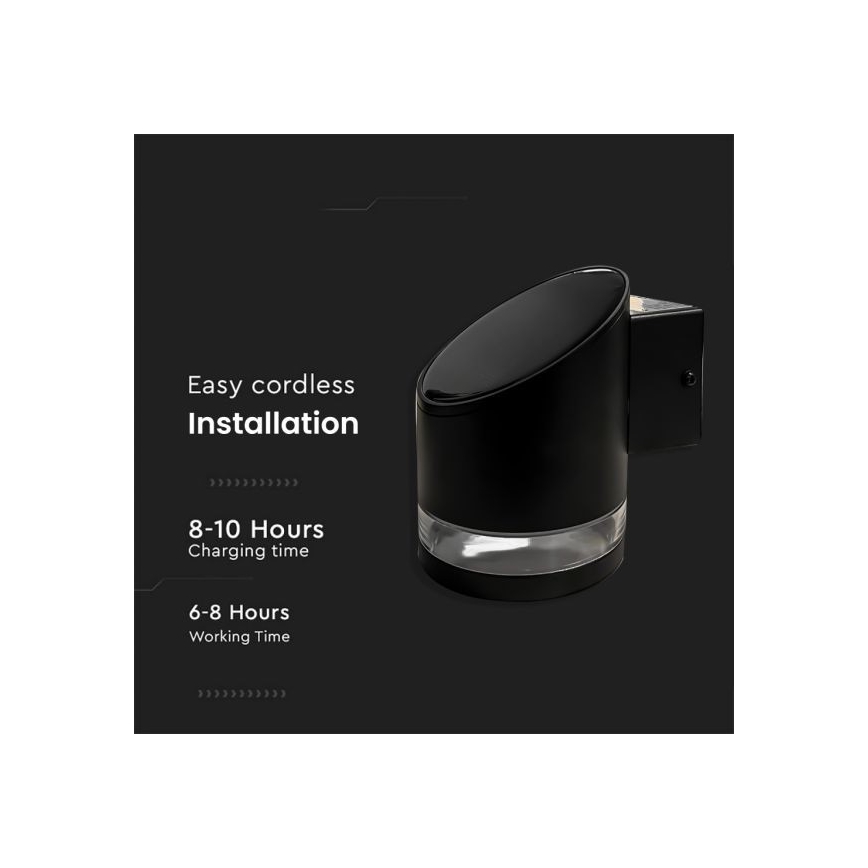 LED Utomhus solcell vägglampa LED/1W/3,7V 3000K IP54 svart