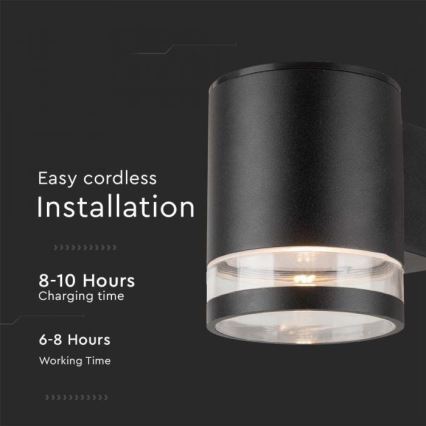 LED Utomhus solcell vägglampa LED/1W/3,7V 3000K IP54 svart
