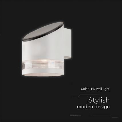 LED Utomhus solcell vägglampa LED/1W/3,7V 3000K IP54 vit