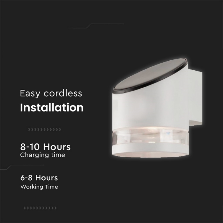 LED Utomhus solcell vägglampa LED/1W/3,7V 3000K IP54 vit