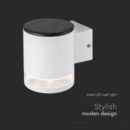 LED Utomhus solcell vägglampa LED/1W/3,7V 3000K IP54 vit