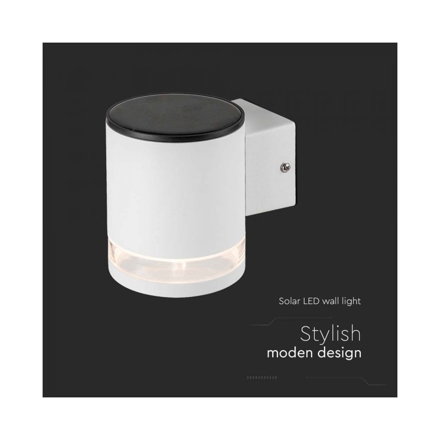 LED Utomhus solcell vägglampa LED/1W/3,7V 3000K IP54 vit