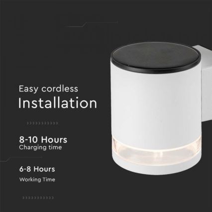 LED Utomhus solcell vägglampa LED/1W/3,7V 3000K IP54 vit