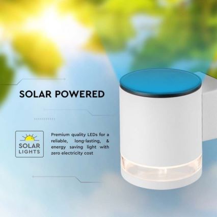 LED Utomhus solcell vägglampa LED/1W/3,7V 3000K IP54 vit