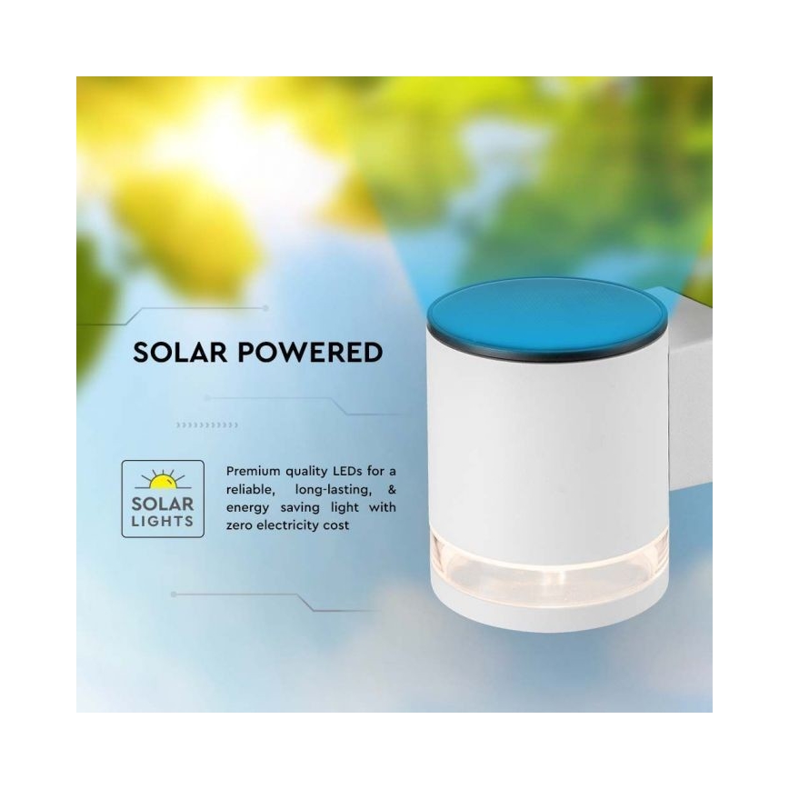 LED Utomhus solcell vägglampa LED/1W/3,7V 3000K IP54 vit