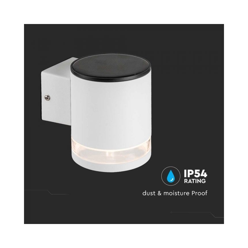 LED Utomhus solcell vägglampa LED/1W/3,7V 3000K IP54 vit