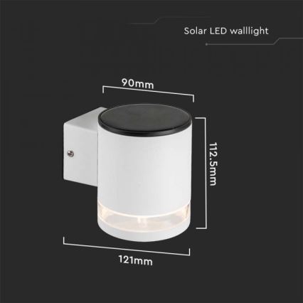 LED Utomhus solcell vägglampa LED/1W/3,7V 3000K IP54 vit