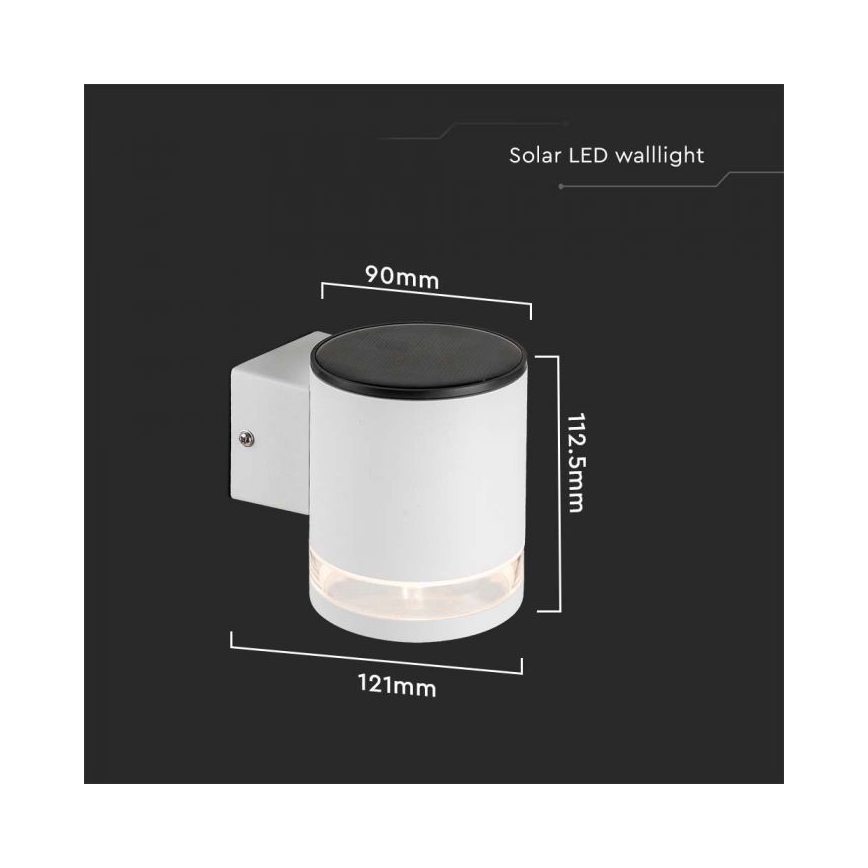 LED Utomhus solcell vägglampa LED/1W/3,7V 3000K IP54 vit