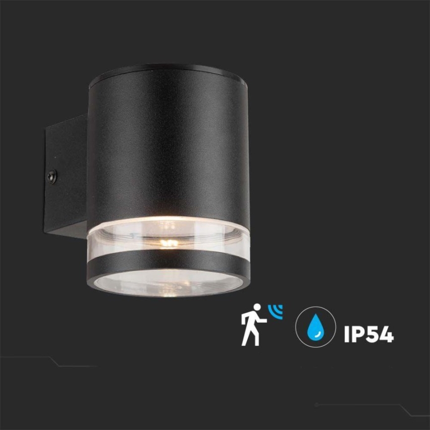 LED Utomhus solcell vägglampa med sensor LED/1W/3,7V 3000K IP54 svart
