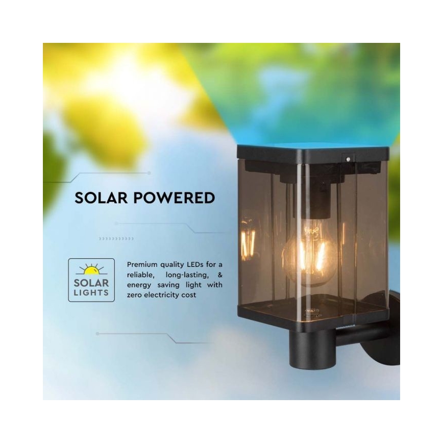 LED Utomhus solcell vägglampa med sensor LED/2,5W/3,7V 3000K IP54