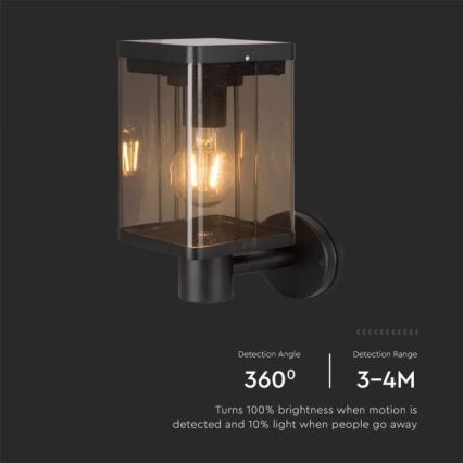 LED Utomhus solcell vägglampa med sensor LED/2,5W/3,7V 3000K IP54