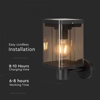 LED Utomhus solcell vägglampa med sensor LED/2,5W/3,7V 3000K IP54