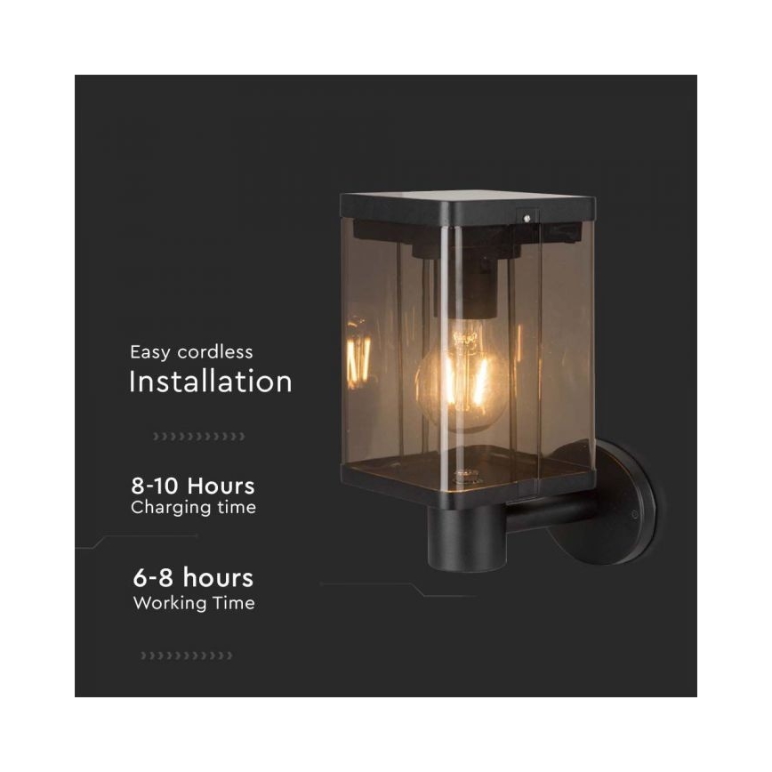 LED Utomhus solcell vägglampa med sensor LED/2,5W/3,7V 3000K IP54