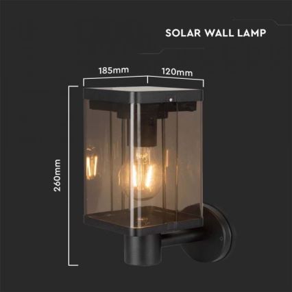 LED Utomhus solcell vägglampa med sensor LED/2,5W/3,7V 3000K IP54