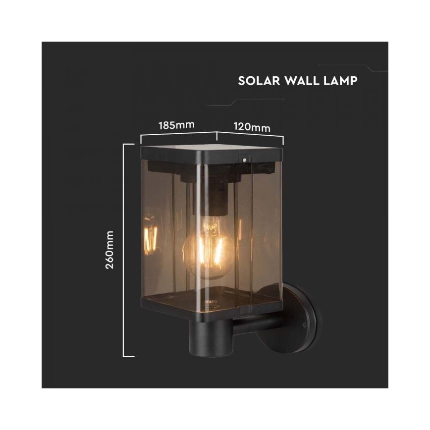 LED Utomhus solcell vägglampa med sensor LED/2,5W/3,7V 3000K IP54