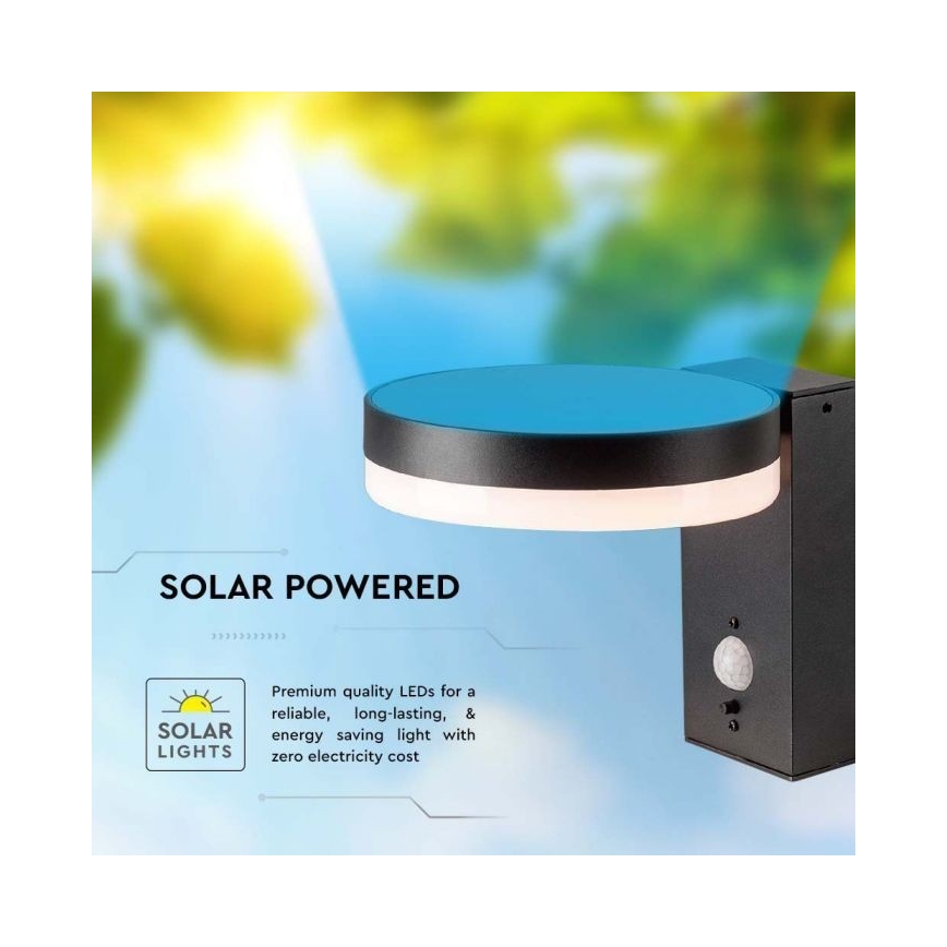 LED Utomhus solcell vägglampa med sensor LED/5,5W/3,7V 3000K IP54