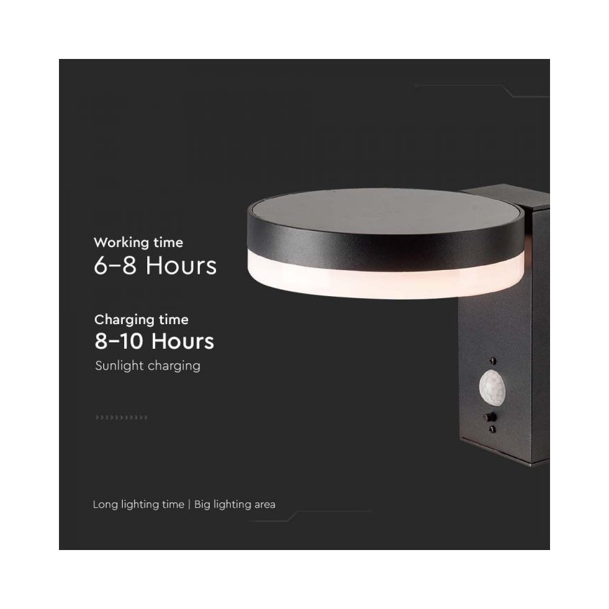LED Utomhus solcell vägglampa med sensor LED/5,5W/3,7V 3000K IP54