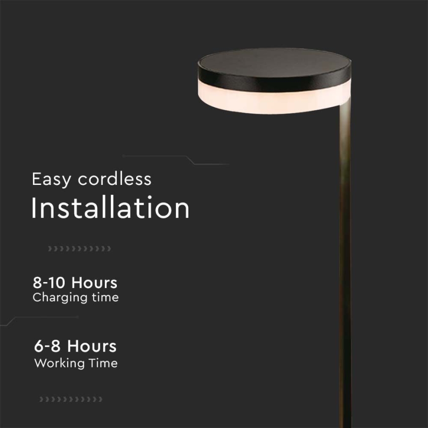 LED utomhus solcellslampa LED/2W/3,7V 3000K IP54 svart