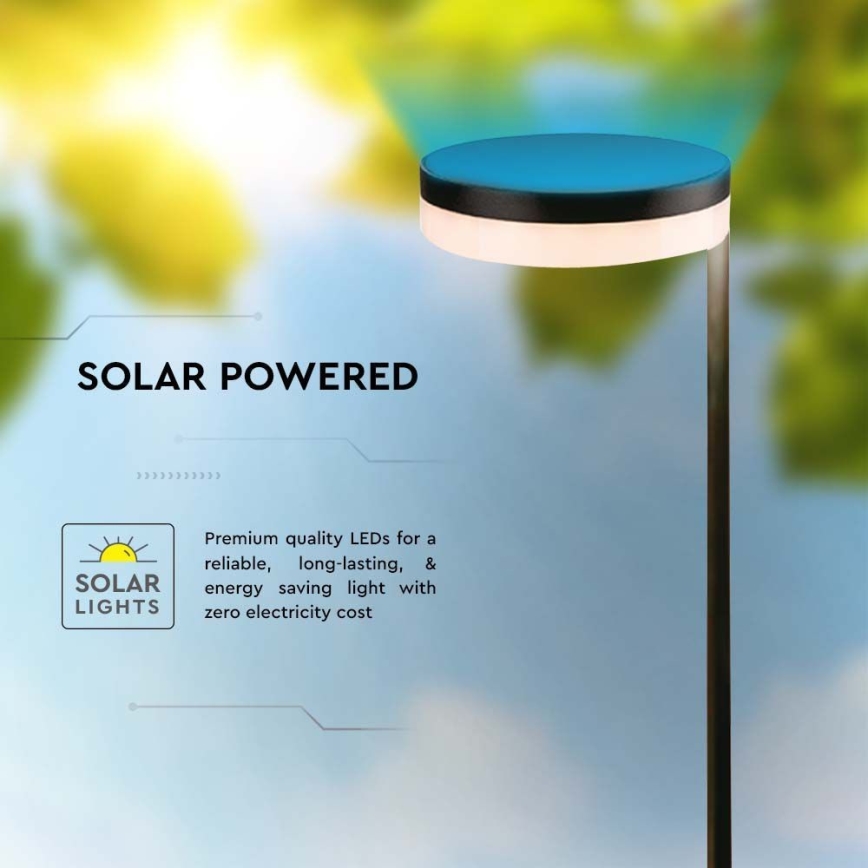 LED utomhus solcellslampa LED/2W/3,7V 3000K IP54 svart