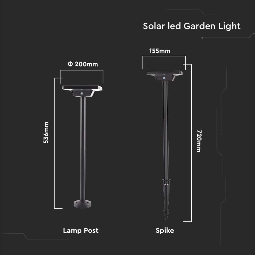 LED utomhus solcellslampa 2i1 LED/2W/3,7V IP65 3000/4000/6500K