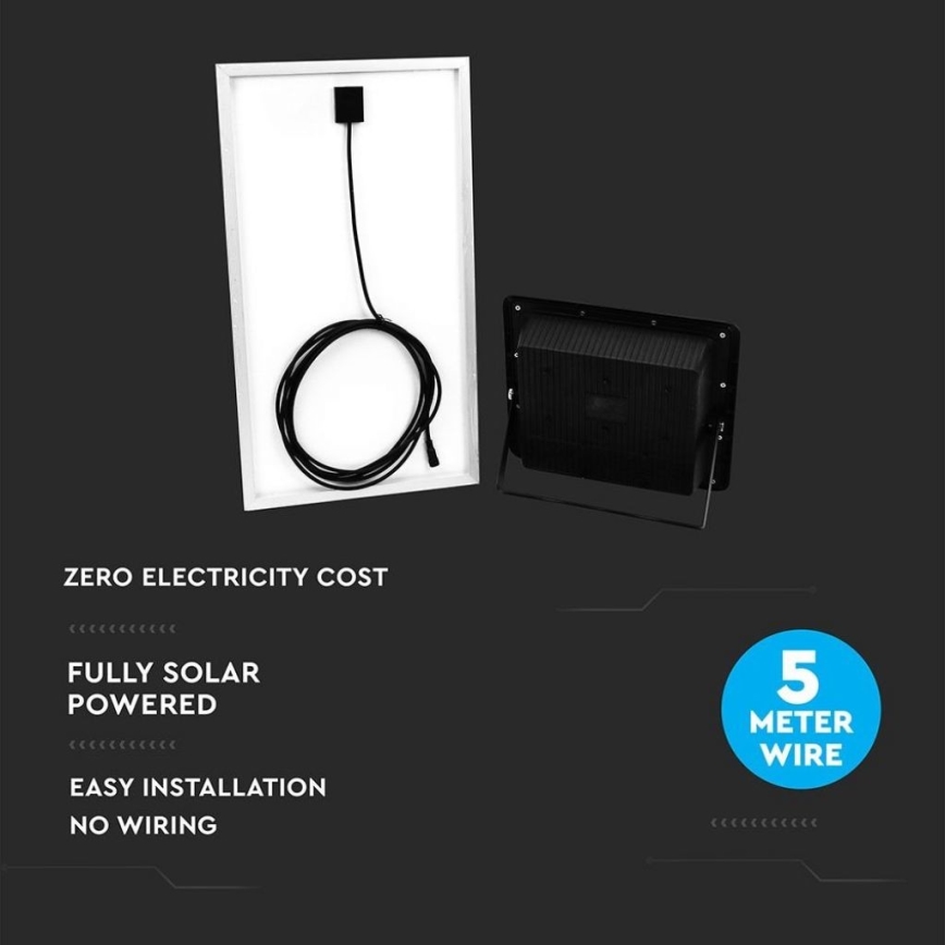 LED Utomhus solreflektor LED/40W/10V IP65 6000K 20000 mAh + fjärrkontroll