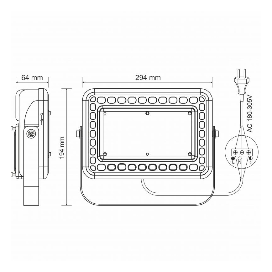 LED Utomhus Strålkastare PROFI LED/100W/180-305V IP65