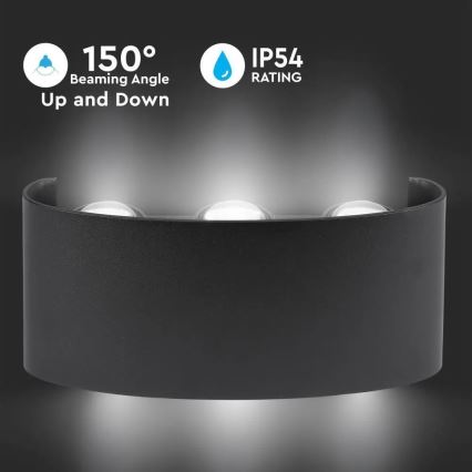 LED Utomhus Väggbelysning 6xLED/6W/230V IP54 3000K svart