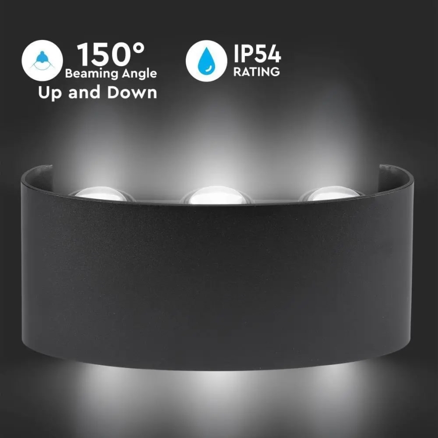 LED Utomhus Väggbelysning 6xLED/6W/230V IP54 3000K svart