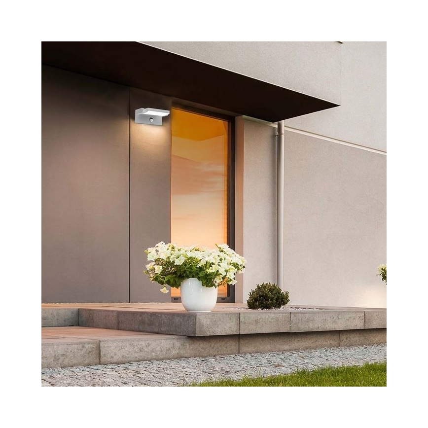LED Utomhus vägglampa med sensor LED/17W/230V 3000K IP65 svart