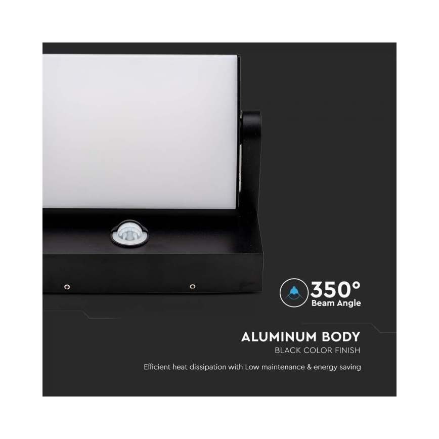 LED Utomhus vägglampa med sensor LED/17W/230V 3000K IP65 svart