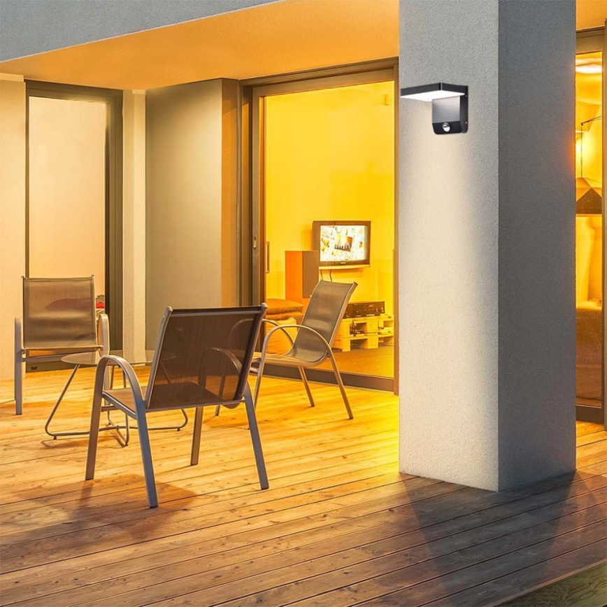 LED Utomhus wall flexible belysning med sensor LED/17W/230V IP65 3000K svart