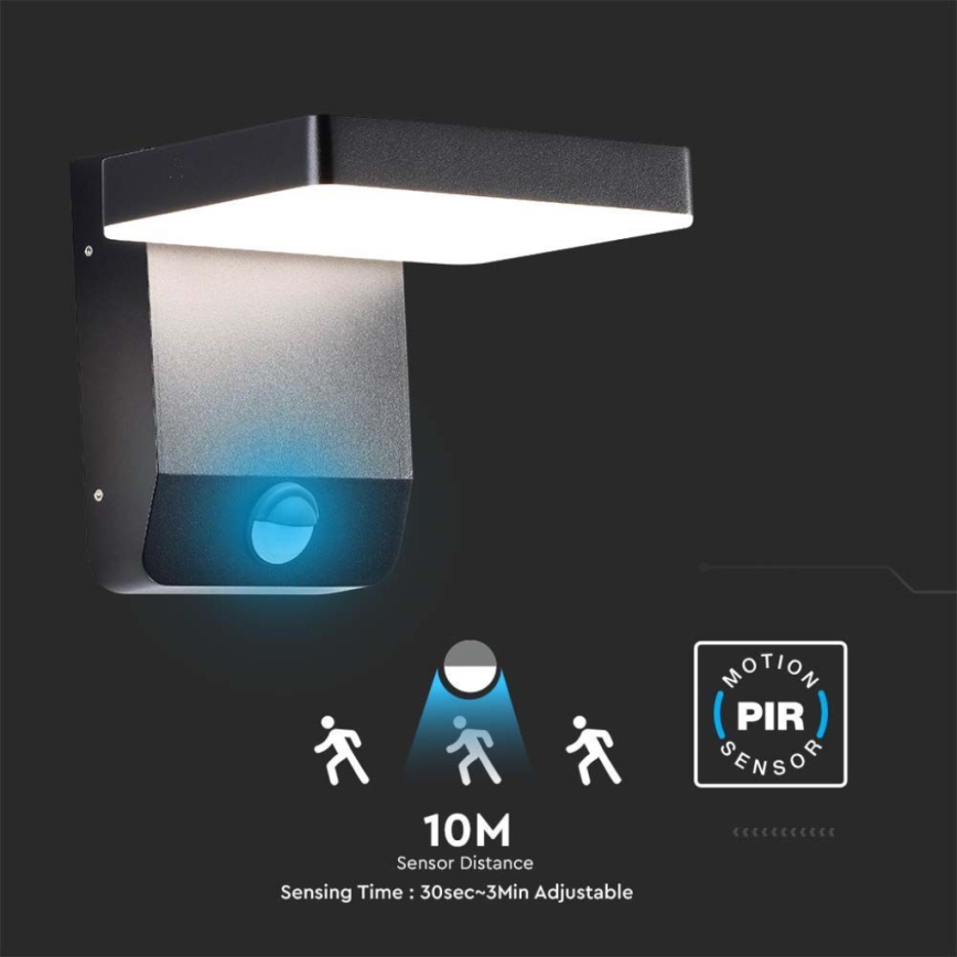 LED Utomhus wall flexible belysning med sensor LED/17W/230V IP65 3000K svart