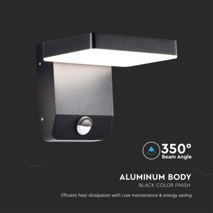 LED Utomhus wall flexible belysning med sensor LED/17W/230V IP65 3000K svart