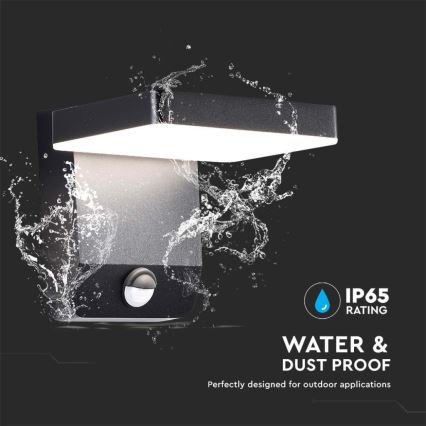LED Utomhus wall flexible belysning med sensor LED/17W/230V IP65 3000K svart