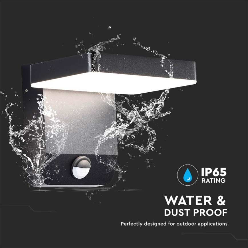 LED Utomhus wall flexible belysning med sensor LED/17W/230V IP65 3000K svart