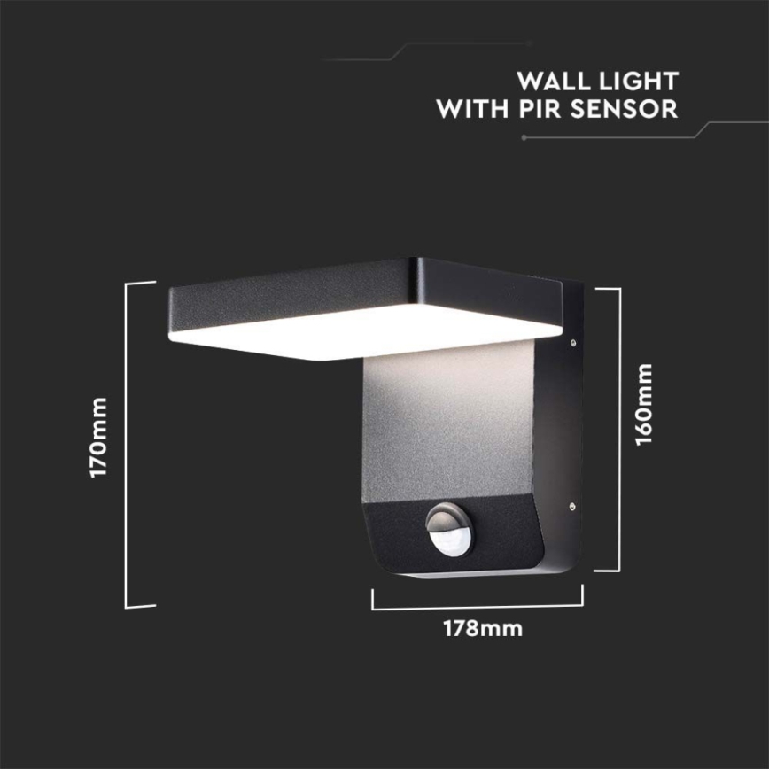LED Utomhus wall flexible belysning med sensor LED/17W/230V IP65 3000K svart