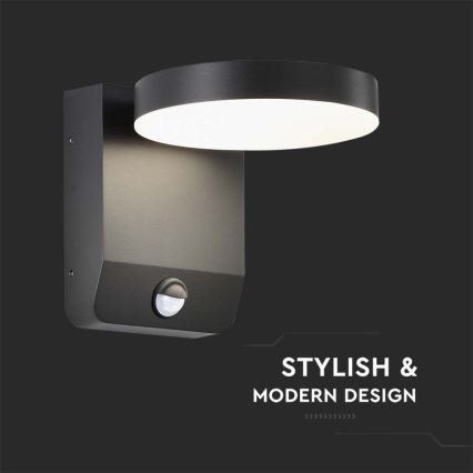 LED Utomhus wall flexible belysning med sensor LED/17W/230V IP65 3000K svart