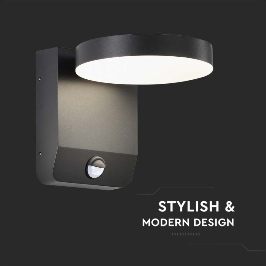 LED Utomhus wall flexible belysning med sensor LED/17W/230V IP65 3000K svart