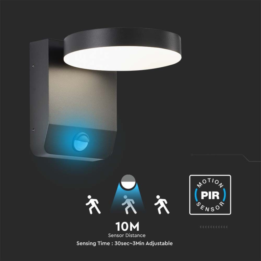 LED Utomhus wall flexible belysning med sensor LED/17W/230V IP65 3000K svart