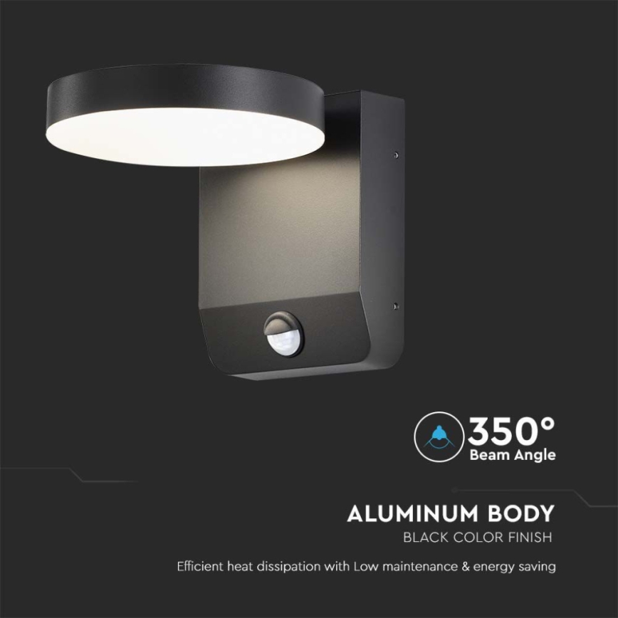 LED Utomhus wall flexible belysning med sensor LED/17W/230V IP65 3000K svart