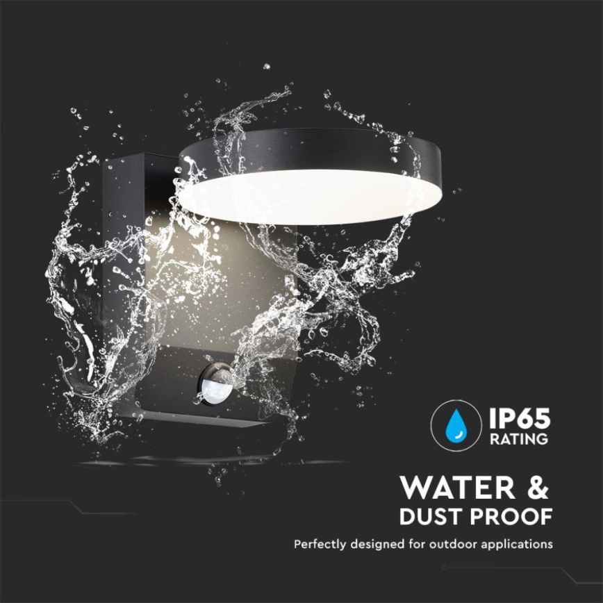 LED Utomhus wall flexible belysning med sensor LED/17W/230V IP65 3000K svart