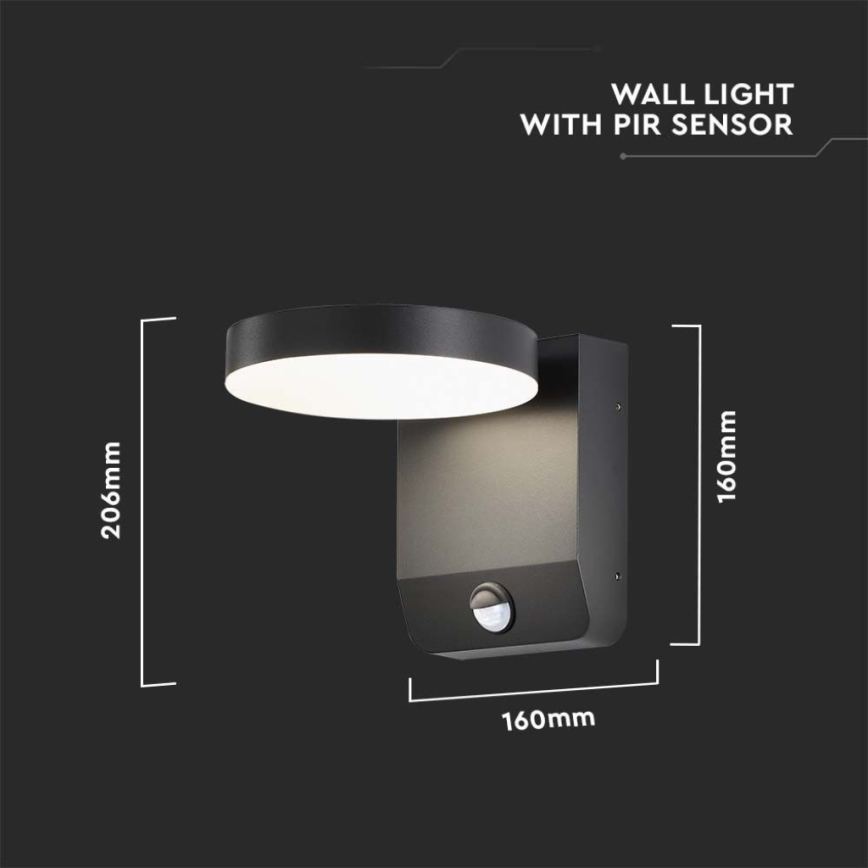 LED Utomhus wall flexible belysning med sensor LED/17W/230V IP65 3000K svart