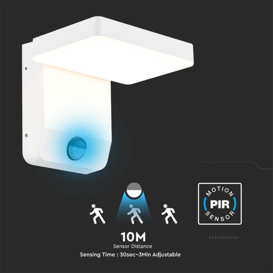 LED Utomhus wall flexible belysning med sensor LED/17W/230V IP65 3000K vit