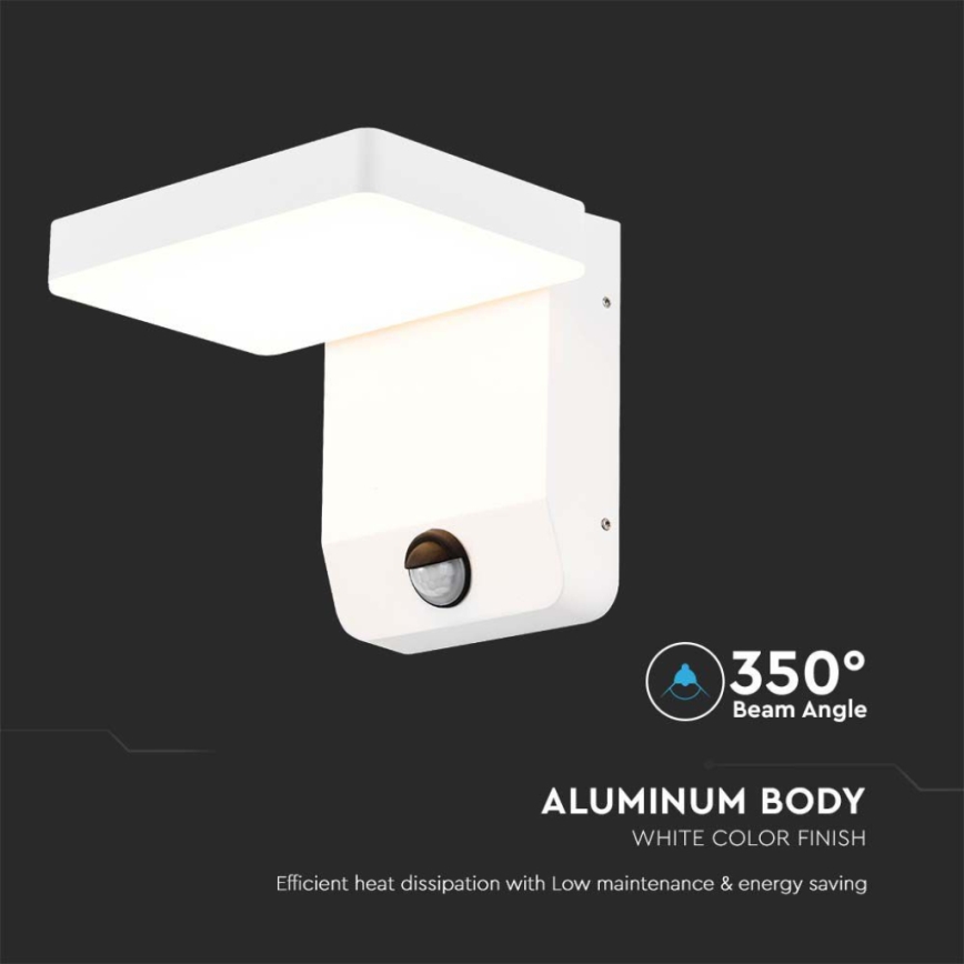 LED Utomhus wall flexible belysning med sensor LED/17W/230V IP65 3000K vit