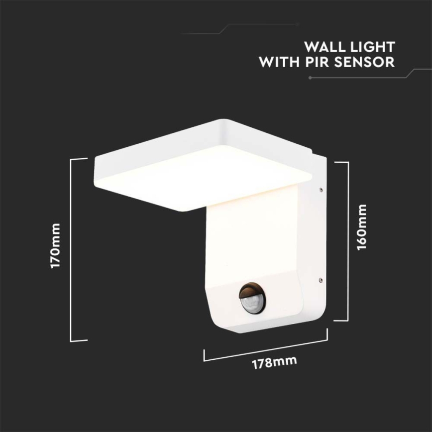 LED Utomhus wall flexible belysning med sensor LED/17W/230V IP65 3000K vit