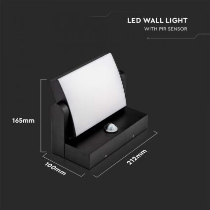 LED Utomhus vägglampa med sensor LED/17W/230V 4000K IP65 svart