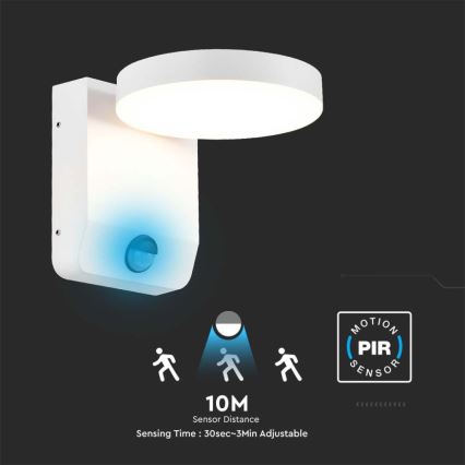 LED Utomhus wall flexible belysning med sensor LED/17W/230V IP65 4000K vit